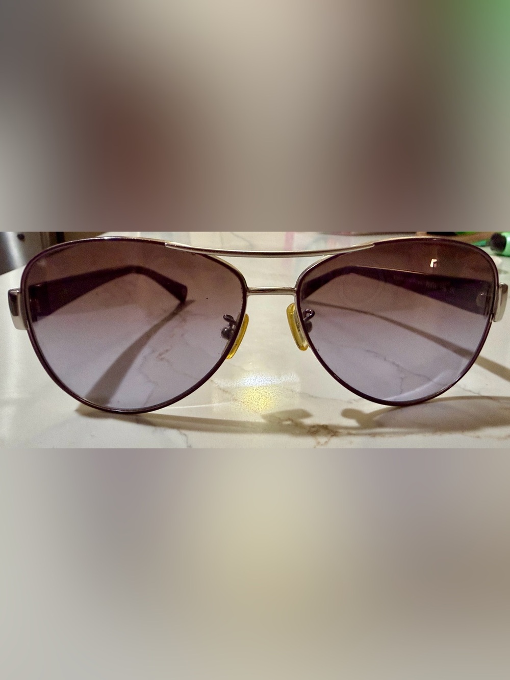 COACH Aviator ‘Kristina L012’ Purple/Silver Signature Sunglasses - Picture 4 of 5